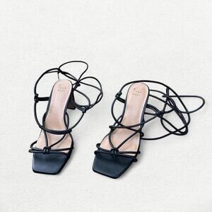 A New Day Lace Up Sandal Heels in Black